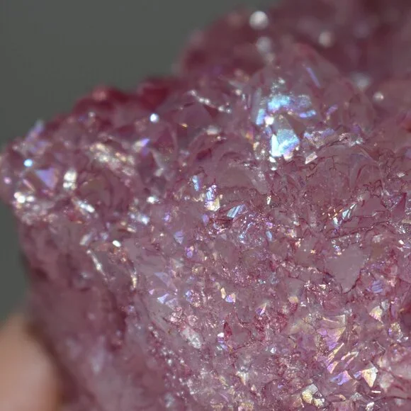 Large OOAK Pink Dyed Natural Aura Quartz Crystal Cluster - witchy mystical decor